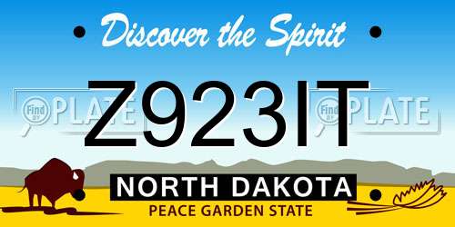 Z923IT North Dakota License Plate