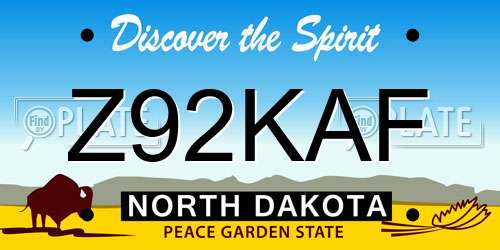 Z92KAF North Dakota License Plate