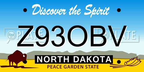 Z93OBV North Dakota License Plate