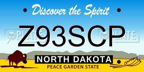 Z93SCP North Dakota License Plate