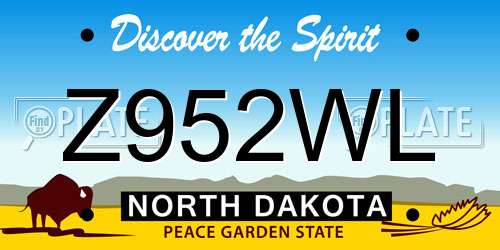 Z952WL North Dakota License Plate