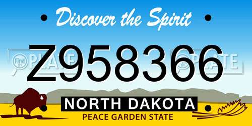 Z958366 North Dakota License Plate