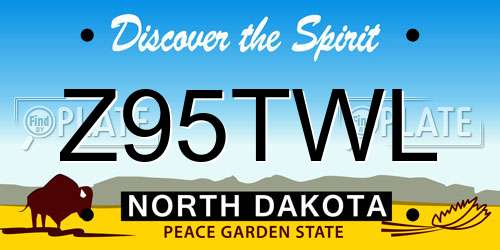 Z95TWL North Dakota License Plate