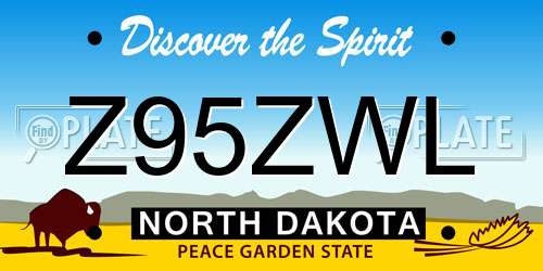 Z95ZWL North Dakota License Plate