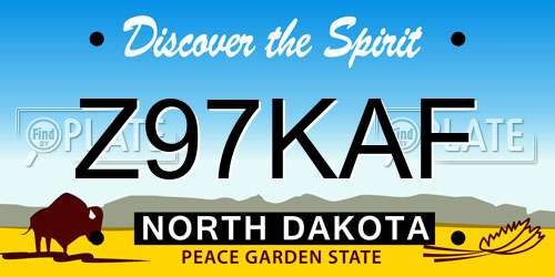 Z97KAF North Dakota License Plate
