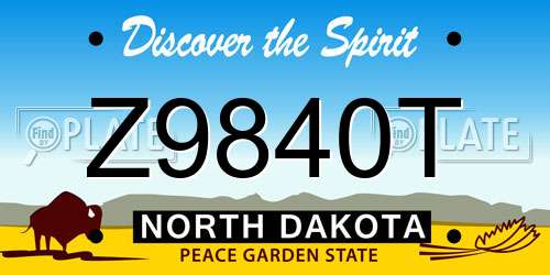 Z9840T North Dakota License Plate