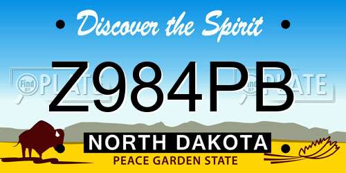 Z984PB North Dakota License Plate