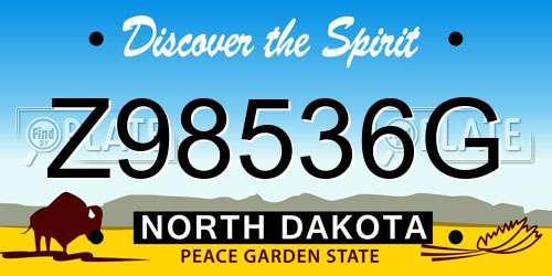 Z98536G North Dakota License Plate