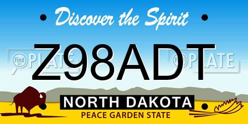 Z98ADT North Dakota License Plate