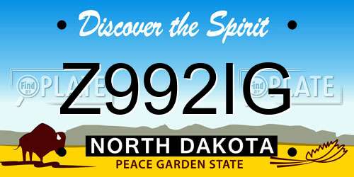 Z992IG North Dakota License Plate