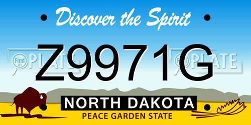 Z9971G North Dakota License Plate