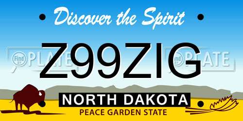 Z99ZIG North Dakota License Plate