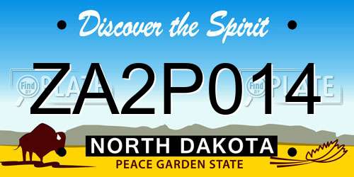 ZA2P014 North Dakota License Plate