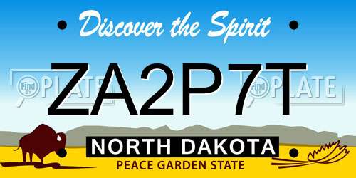 ZA2P7T North Dakota License Plate