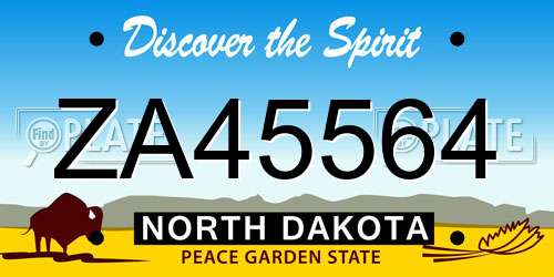 ZA45564 North Dakota License Plate
