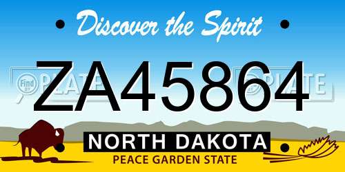 ZA45864 North Dakota License Plate