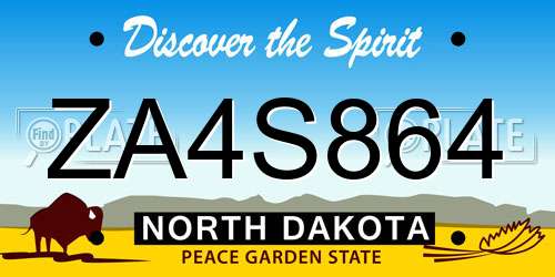 ZA4S864 North Dakota License Plate