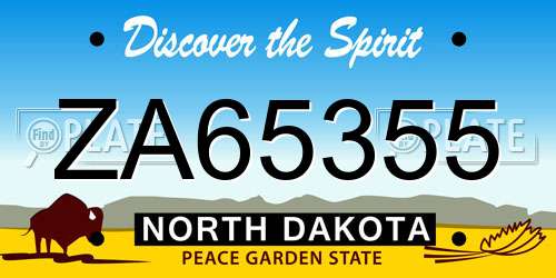 ZA65355 North Dakota License Plate