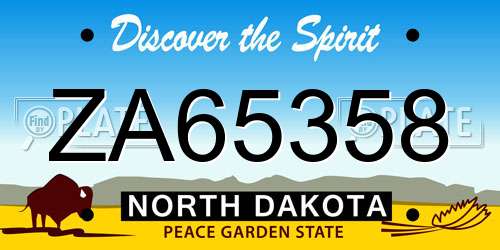 ZA65358 North Dakota License Plate