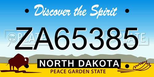 ZA65385 North Dakota License Plate