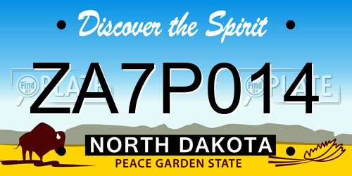 ZA7P014 North Dakota License Plate