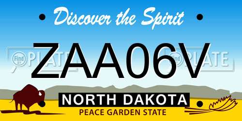ZAA06V North Dakota License Plate