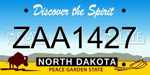 ZAA1427 North Dakota License Plate