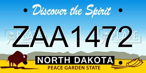 ZAA1472 North Dakota License Plate