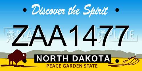 ZAA1477 North Dakota License Plate