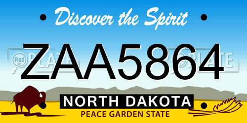 ZAA5864 North Dakota License Plate