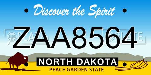 ZAA8564 North Dakota License Plate