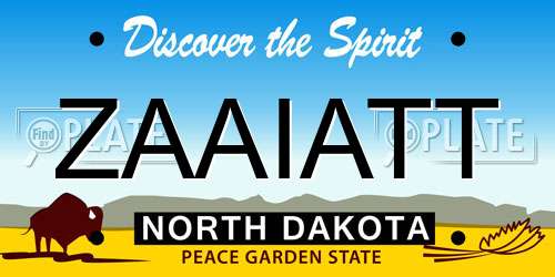 ZAAIATT North Dakota License Plate