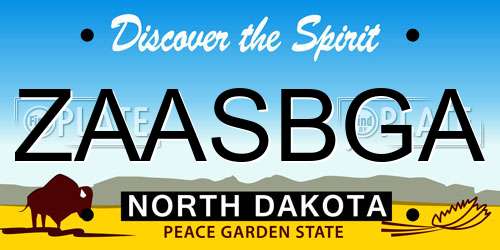 ZAASBGA North Dakota License Plate