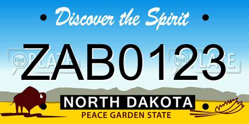 ZAB0123 North Dakota License Plate