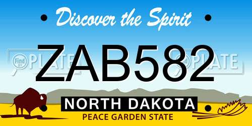 ZAB582 North Dakota License Plate