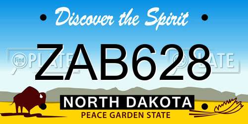 ZAB628 North Dakota License Plate