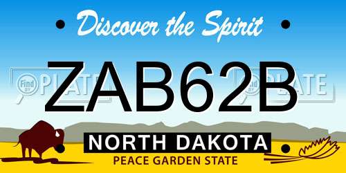 ZAB62B North Dakota License Plate