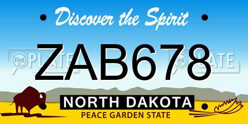 ZAB678 North Dakota License Plate