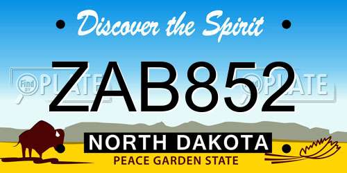 ZAB852 North Dakota License Plate