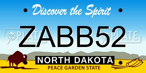 ZABB52 North Dakota License Plate