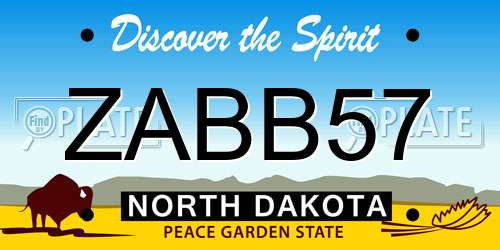ZABB57 North Dakota License Plate
