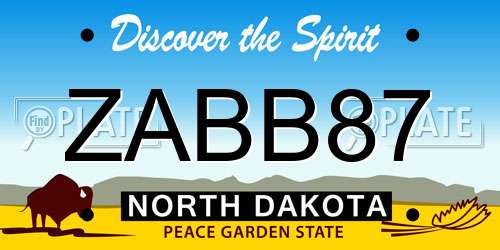 ZABB87 North Dakota License Plate