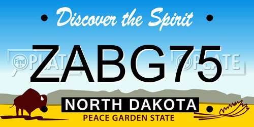 ZABG75 North Dakota License Plate