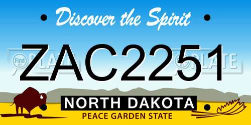 ZAC2251 North Dakota License Plate