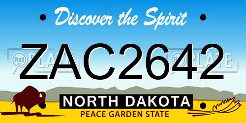 ZAC2642 North Dakota License Plate