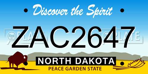 ZAC2647 North Dakota License Plate