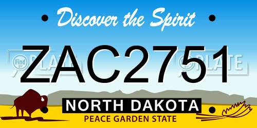 ZAC2751 North Dakota License Plate