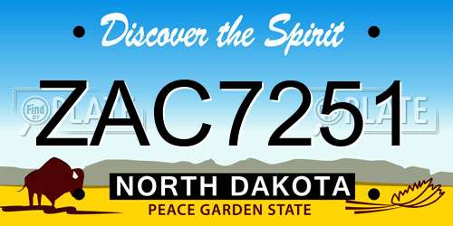 ZAC7251 North Dakota License Plate