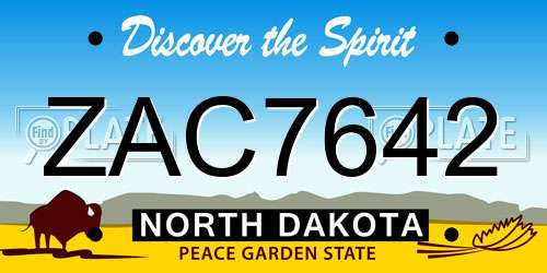 ZAC7642 North Dakota License Plate