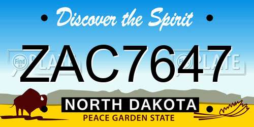 ZAC7647 North Dakota License Plate